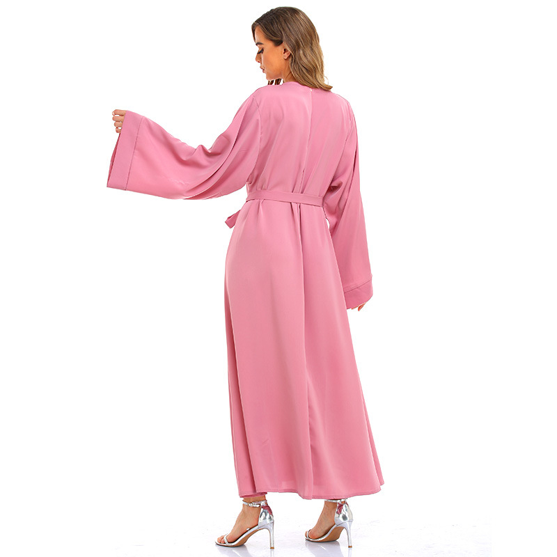 autumn lace up muslim dress