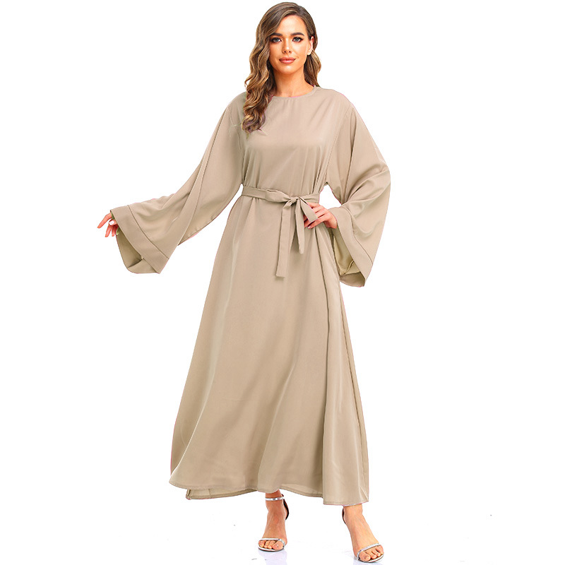 autumn lace up muslim dress