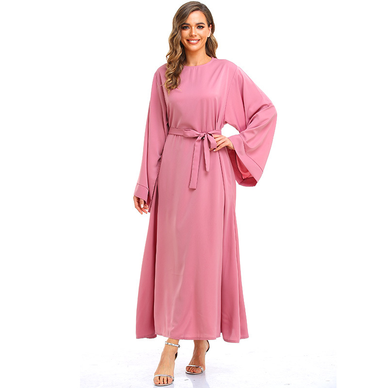 autumn lace up muslim dress