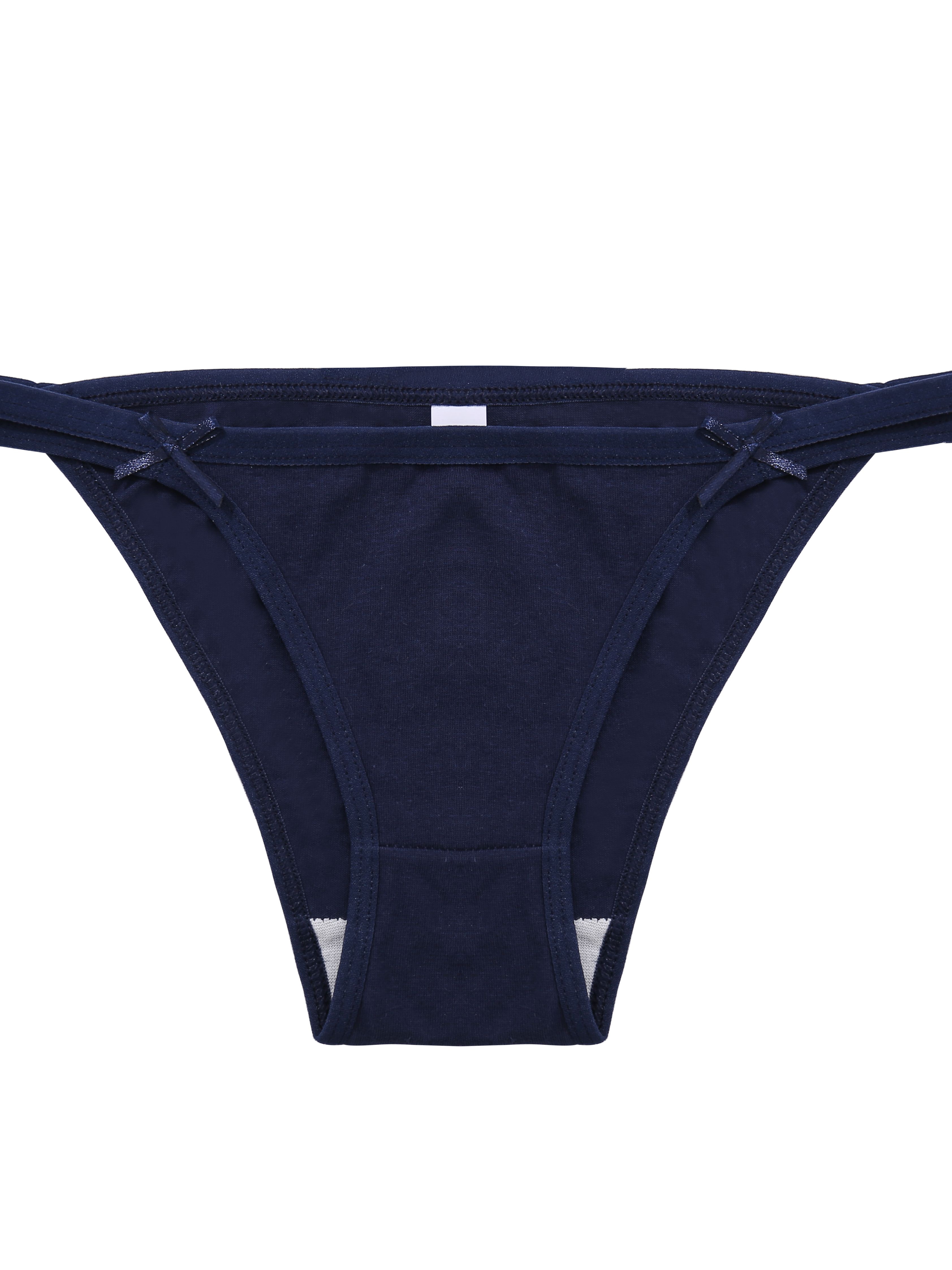 Plain bowknot side straps cotton panties