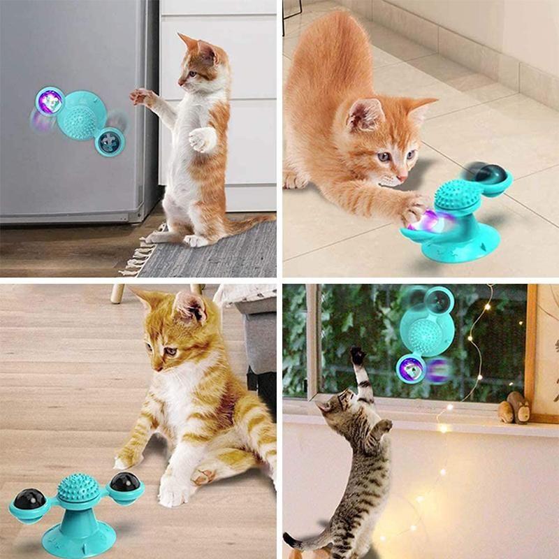Jucărie interactivă pentru pisici cu moara de vânt