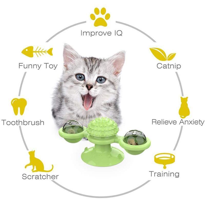 Jucărie interactivă pentru pisici cu moara de vânt
