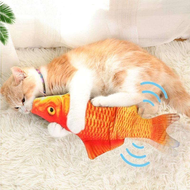 Jouet de poisson chat en peluche avec charge USB