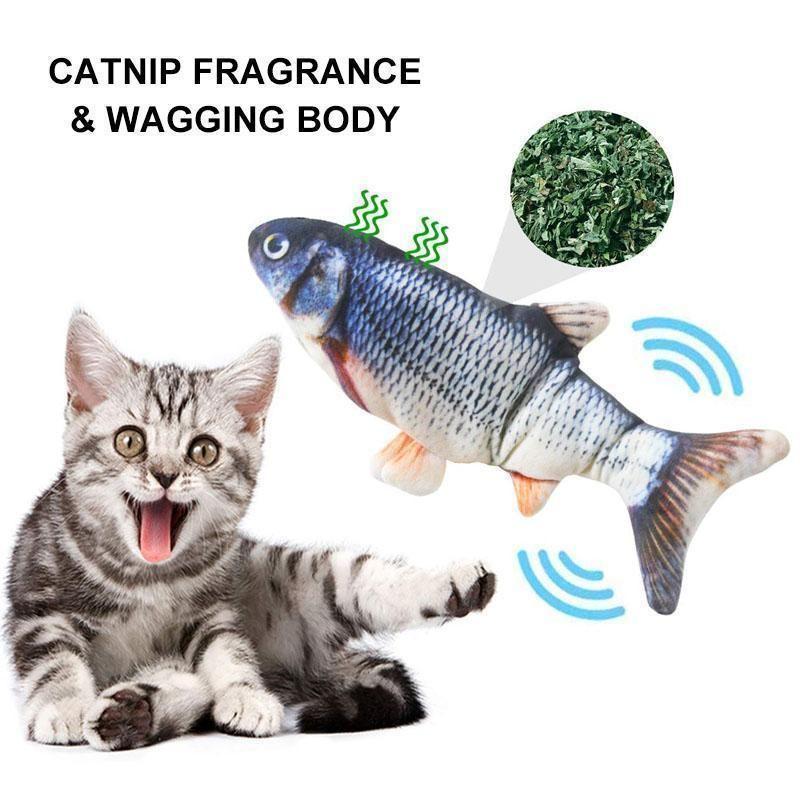 Jouet de poisson chat en peluche avec charge USB