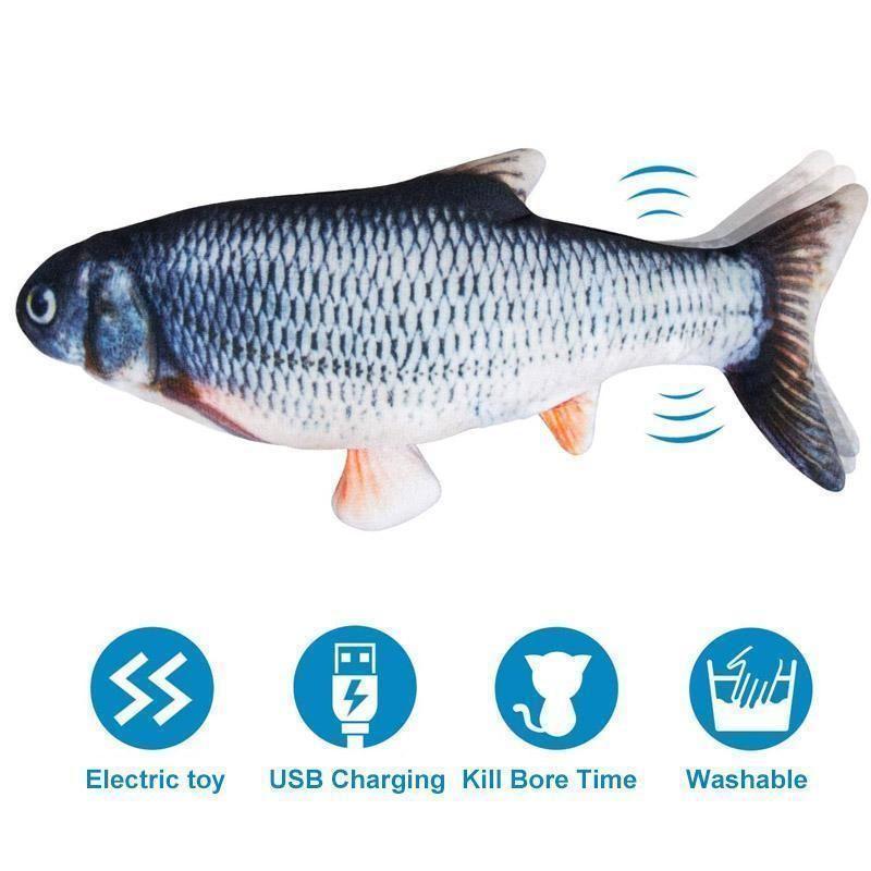 Jucărie de pește de pisică cu încărcare USB de simulare de pluș