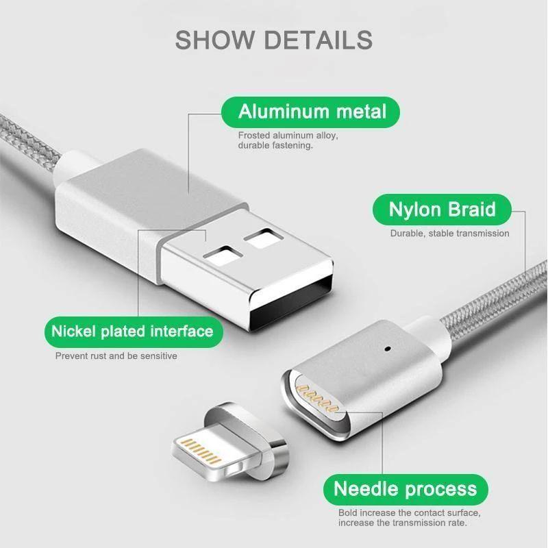Magnetický kabel 3 v 1 pro Micro USB a typ C a iPhone