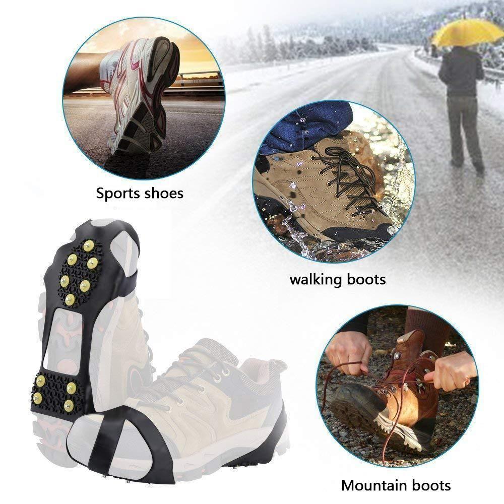 Bequee 10 teeth crampons, non-slip shoe cover, 1 pair