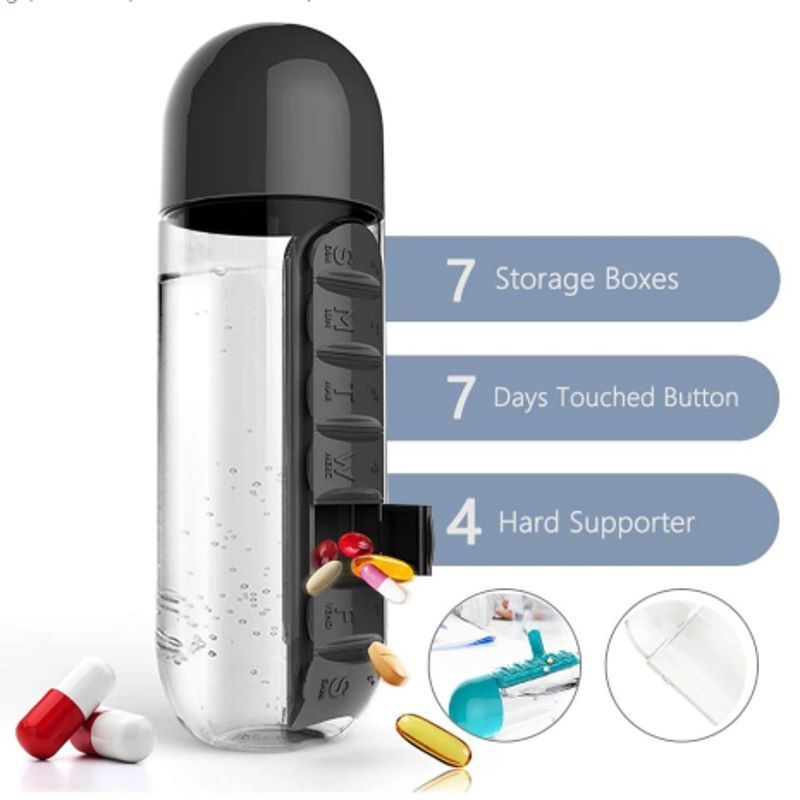 Бутилка за вода 2 в 1 Daily Pill Box