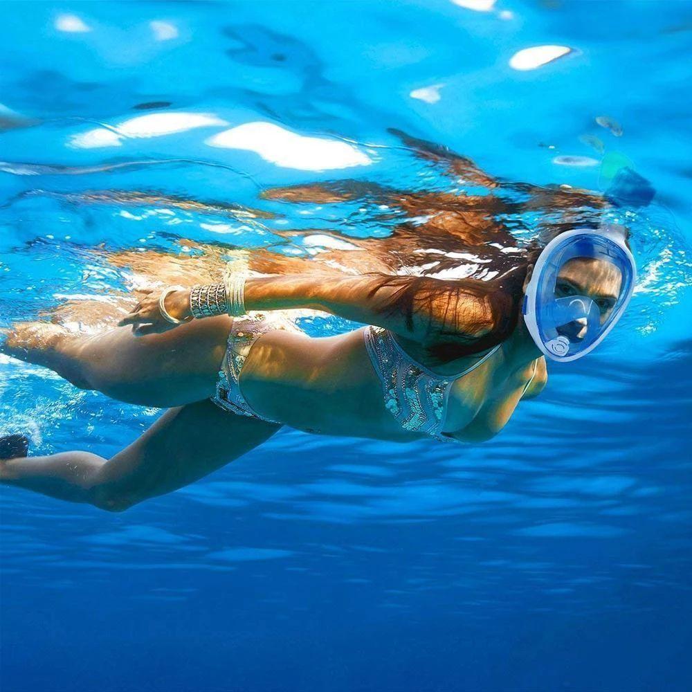 Celoobličejová šnorchlovací maska s 180° výhledem na moře