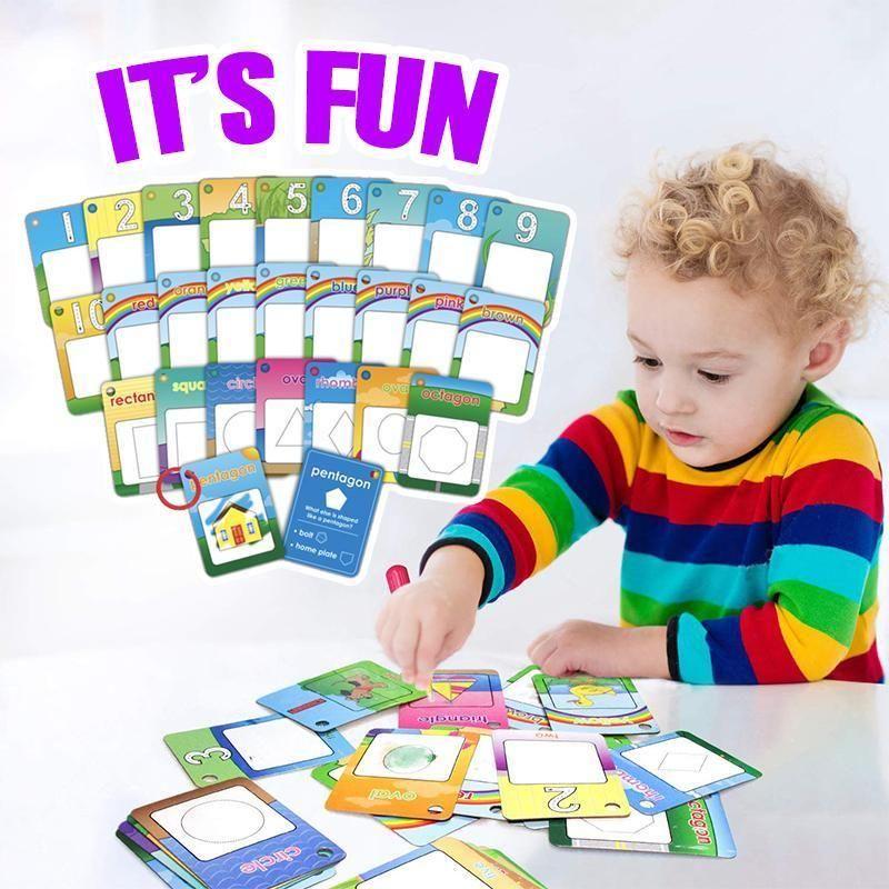 Children Learning And Drawing Card Set