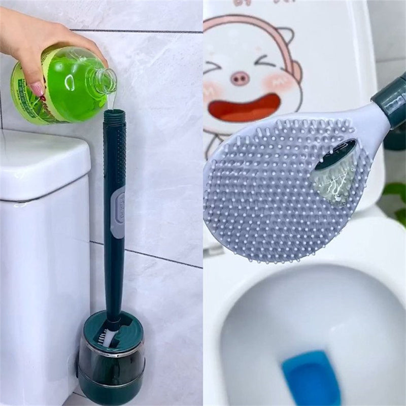 Punch-free Long Handle Silicone Toilet Brush