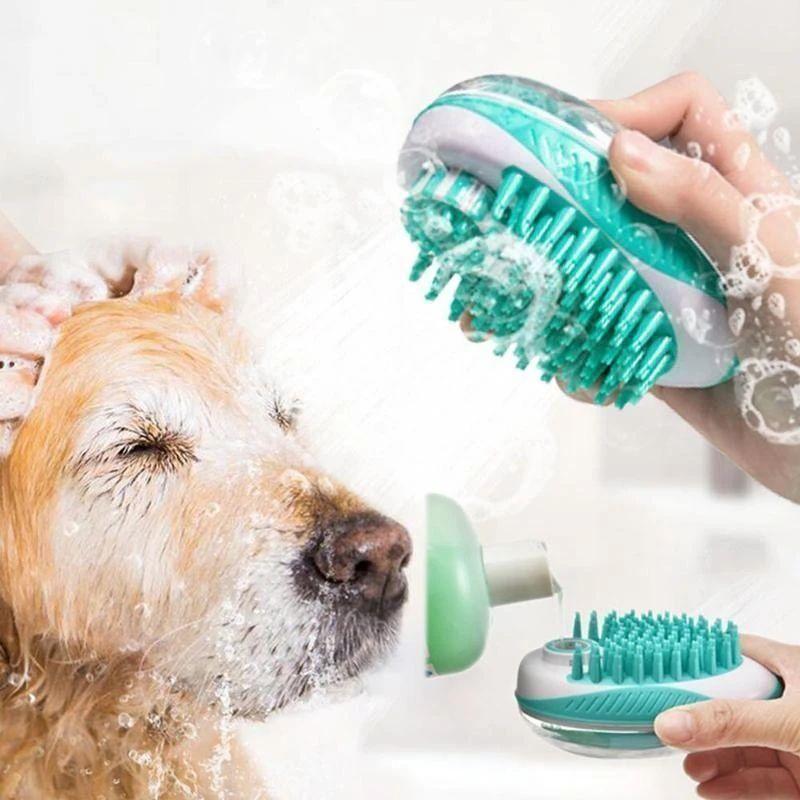 Baignoire pour animaux de compagnie et brosse de massage