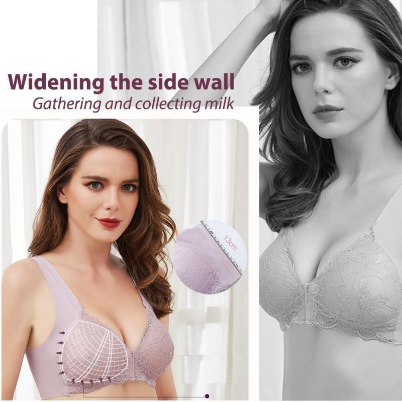 MODSGUE Women's Bra Front Button Underwear Full Cup Front Closure Bra  Strong Hold Lingerie Functional Posture Correction Wmbra Padded Underwear  Large