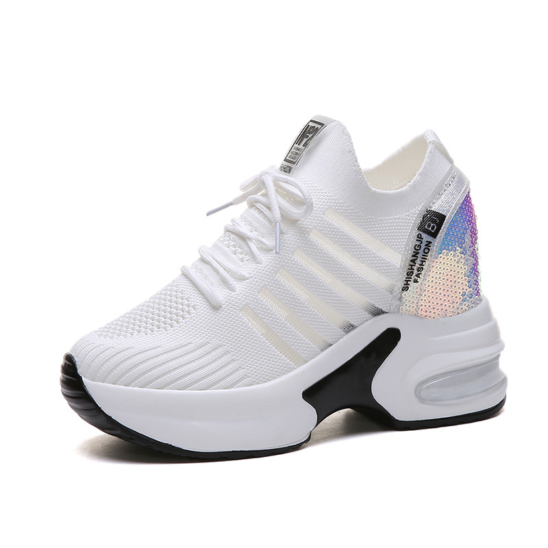 Leisure thick bottom inner heightening sports white shoes