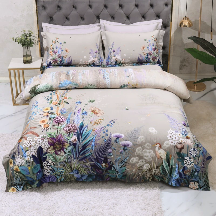 Egyptian Cotton Flower Dovet Bed Sheet Set 