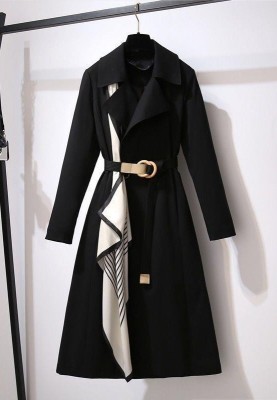 Koreański styl średniej długości moda casual wiatrówka płaszcz z długimi rękawami