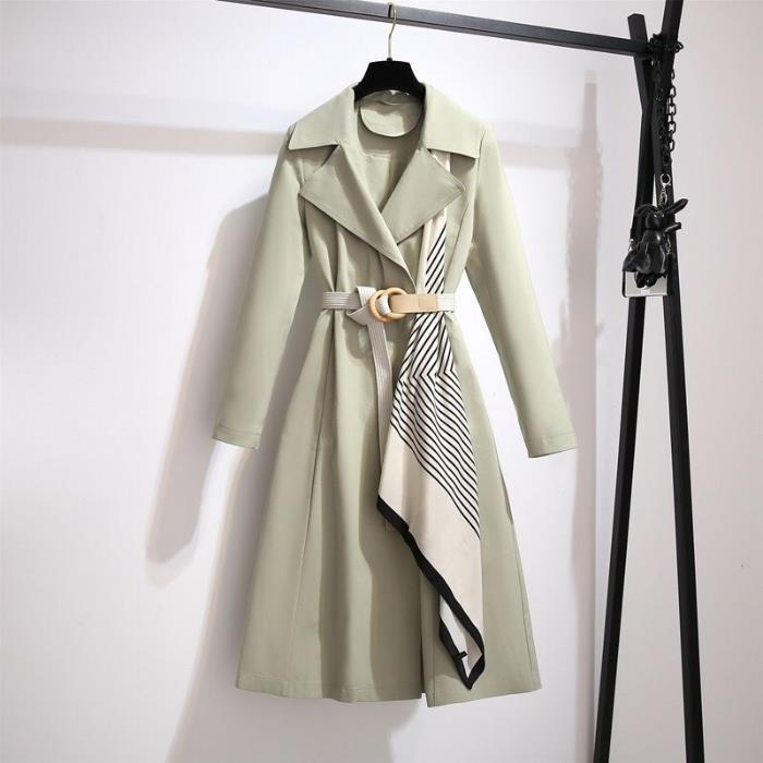 Korean style mid-length fashion casual windbreaker long-sleeved coat