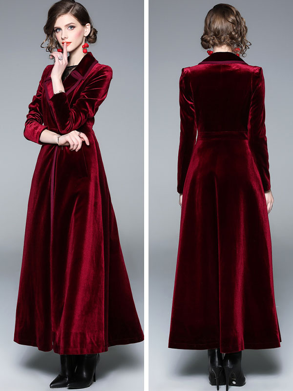 Velvet maxi coat