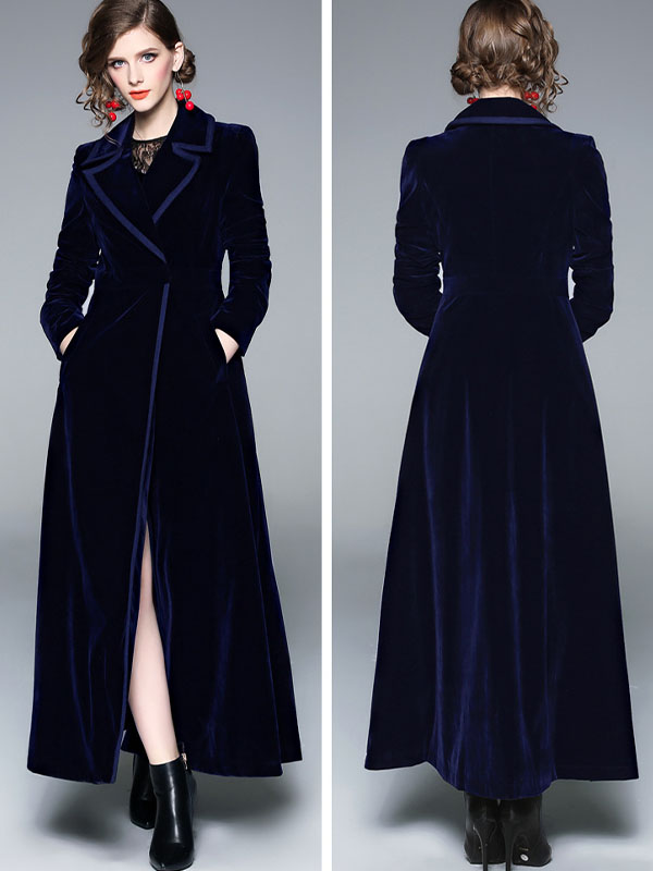 Velvet maxi coat