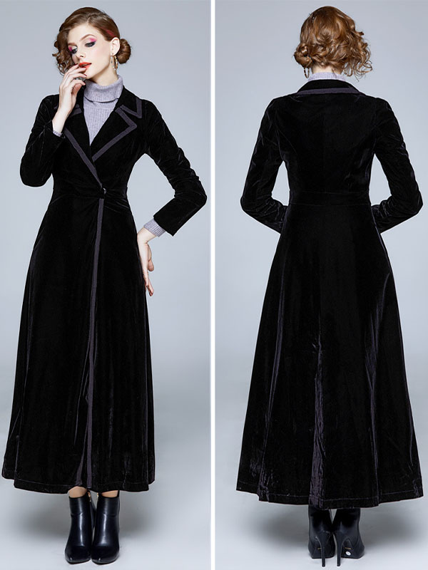 Velvet maxi coat