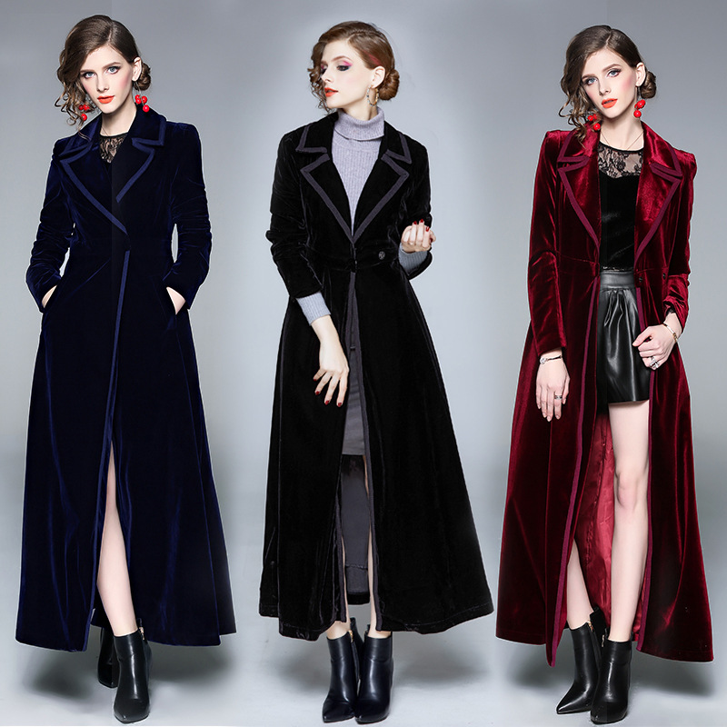 Velvet maxi coat