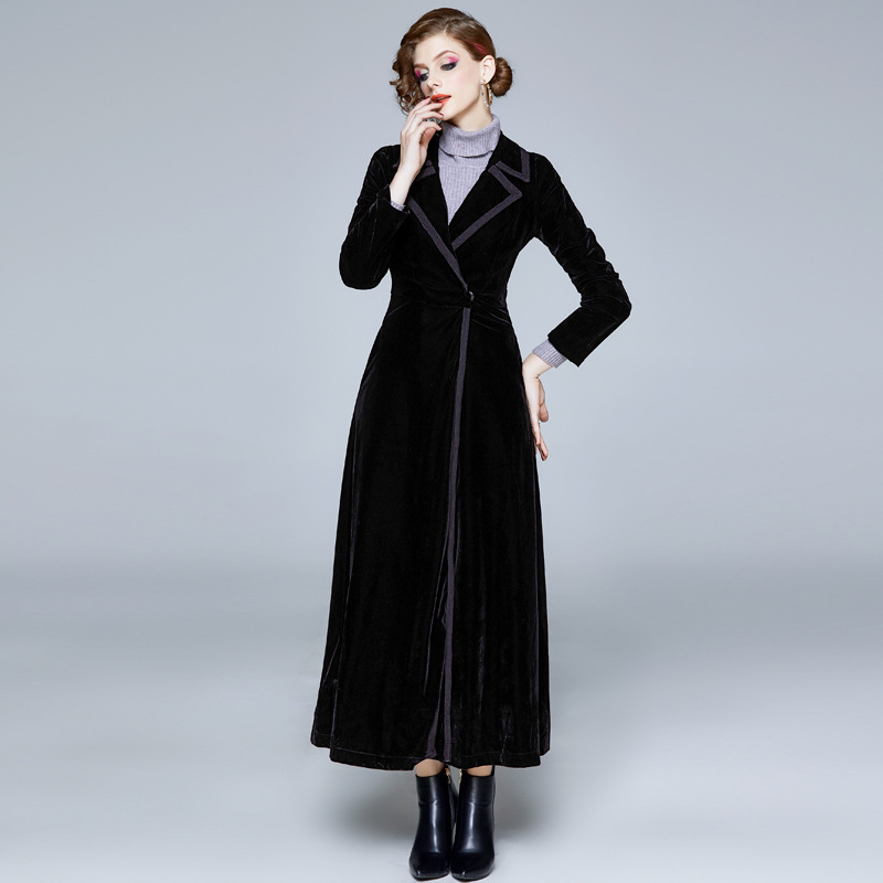 Velvet maxi coat