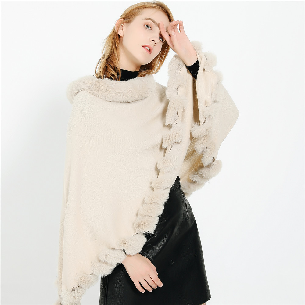 Wool collar pullover shawl