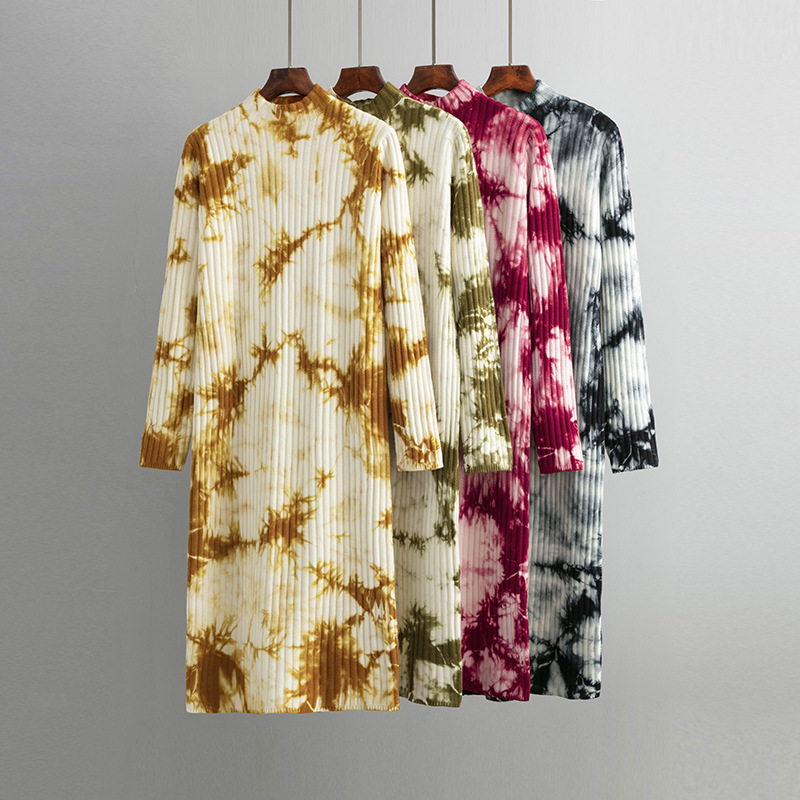 فستان منسوج بطول متوسط فوق الركبة