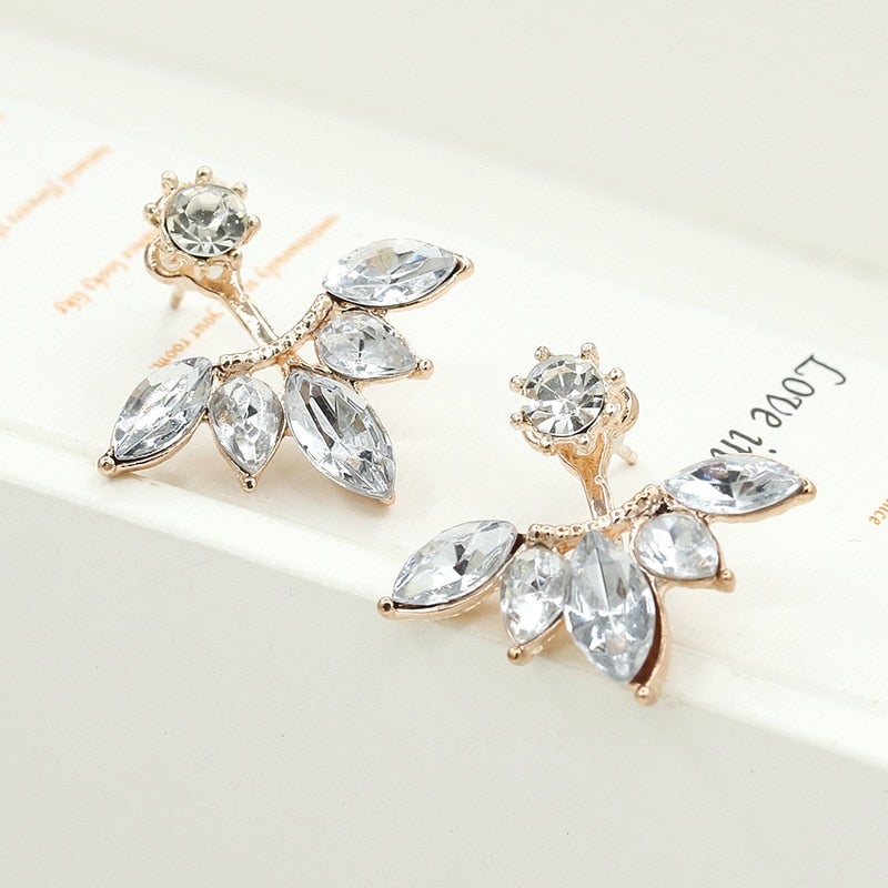 Crystal Flora Leaf Earrings