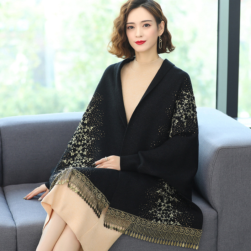 Wealthy embroidery tassel shawl