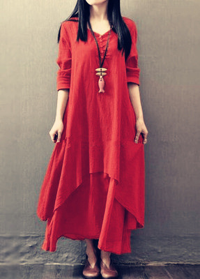 2022New Super Large Size Loose Casual Cotton Linen Dress