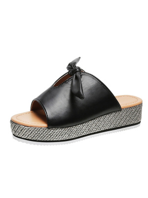 sandale cu fundă cu platformă de damă papuci