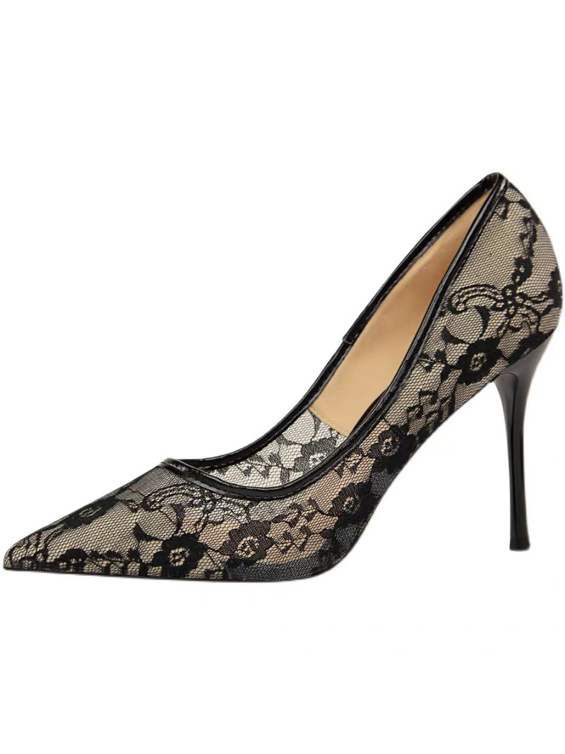 cutout lace women's high heels
