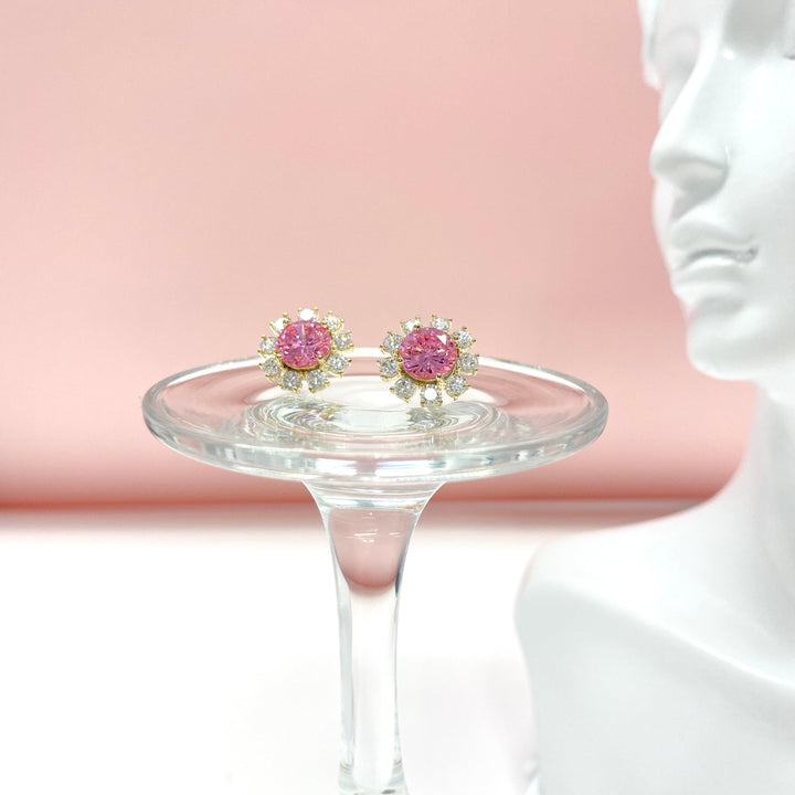 Round Shaped Cut Flower Earrings