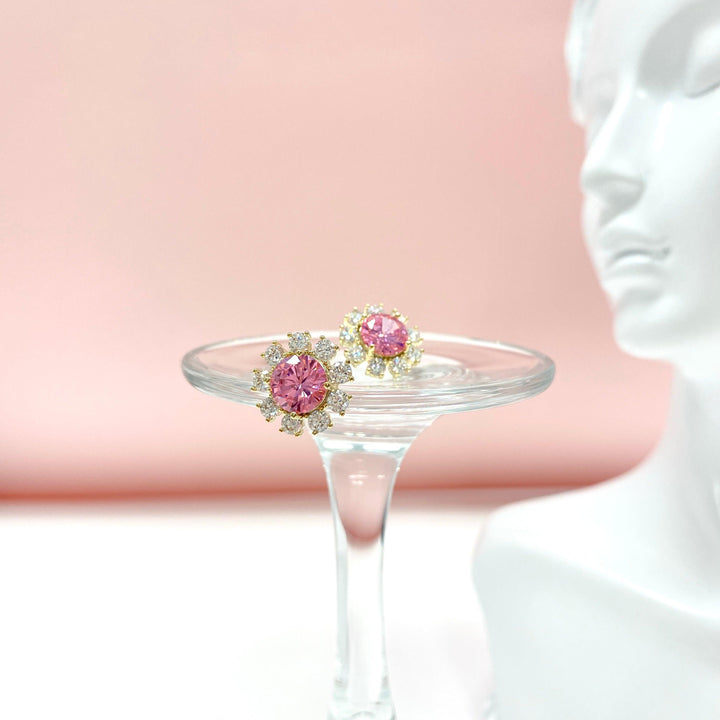 Round Shaped Cut Flower Earrings