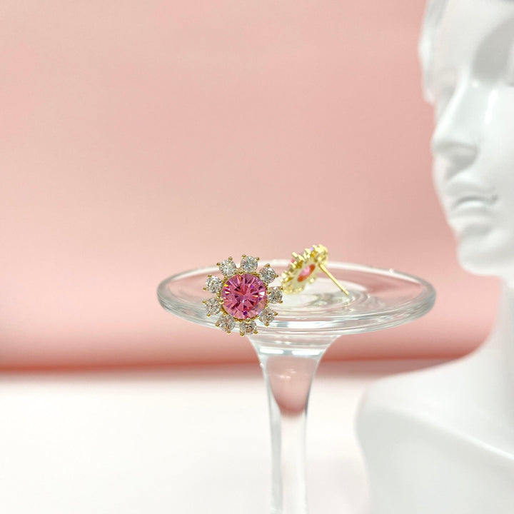 Round Shaped Cut Flower Earrings