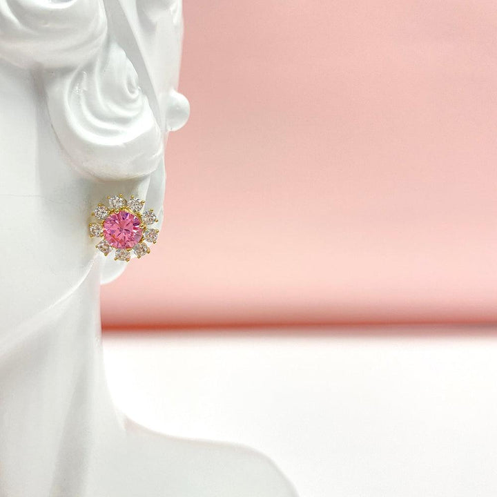 Round Shaped Cut Flower Earrings