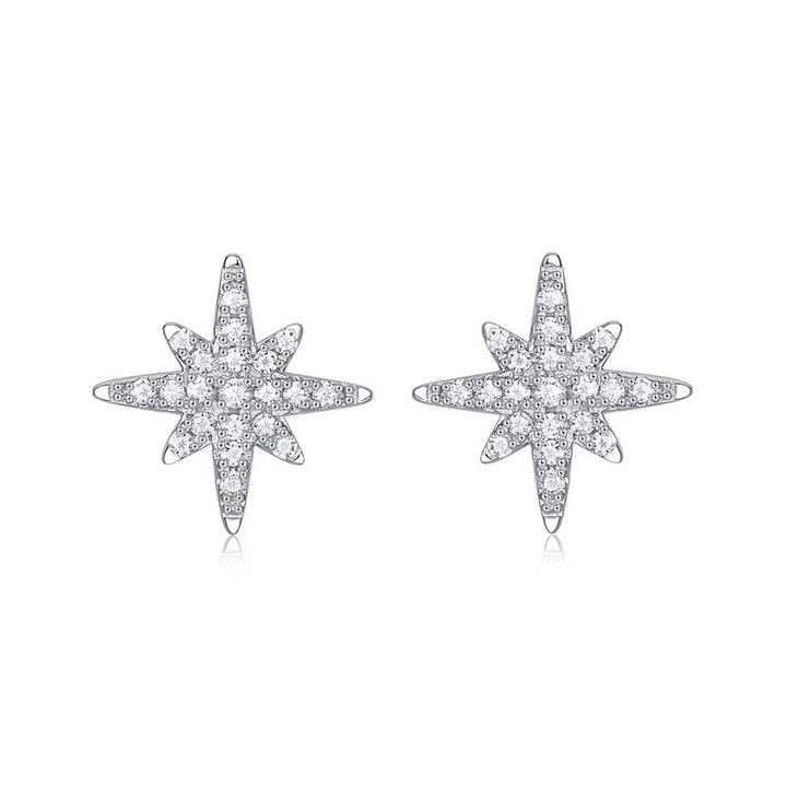 Round Shaped Cut Moissanite Meteor Sterling Silver Earrings