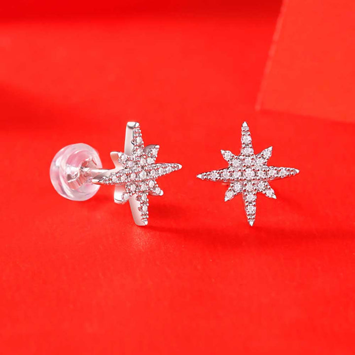 Round Shaped Cut Moissanite Meteor Sterling Silver Earrings