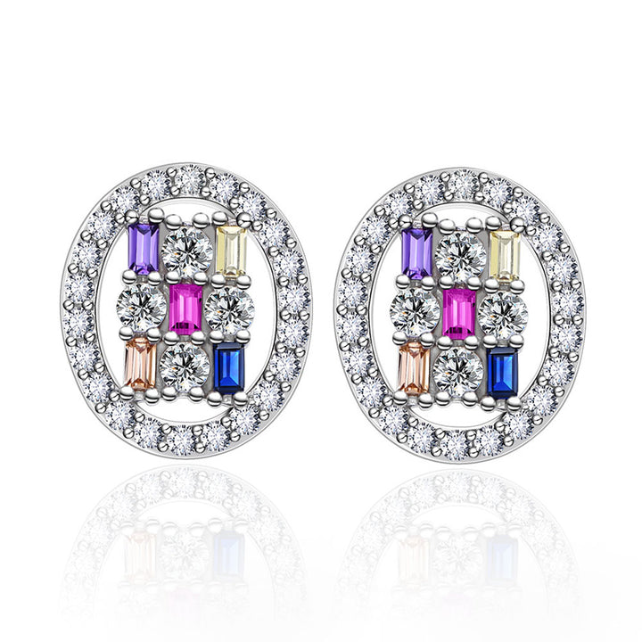 Radiant Shaped Cut Color Sterling Silver Earrings