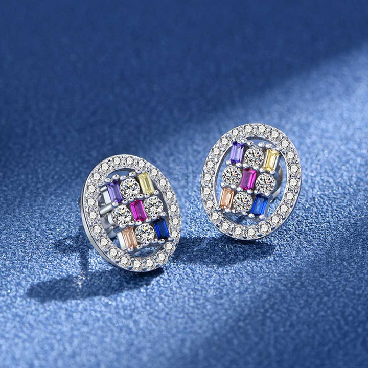 Radiant Shaped Cut Color Sterling Silver Earrings