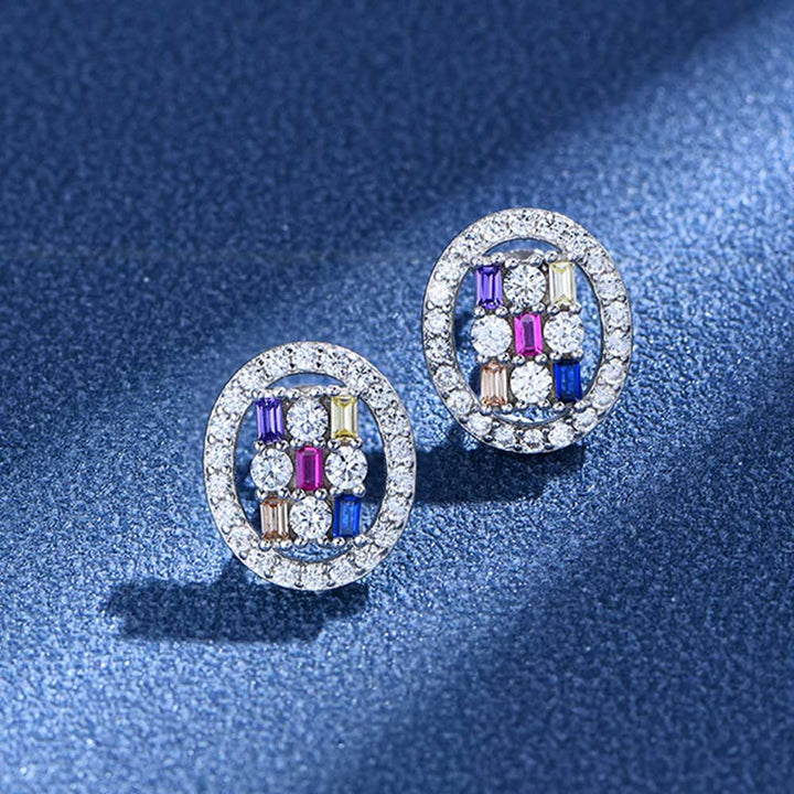 Radiant Shaped Cut Color Sterling Silver Earrings