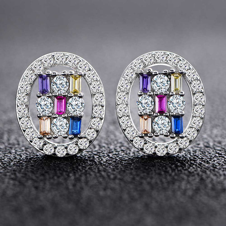 Radiant Shaped Cut Color Sterling Silver Earrings