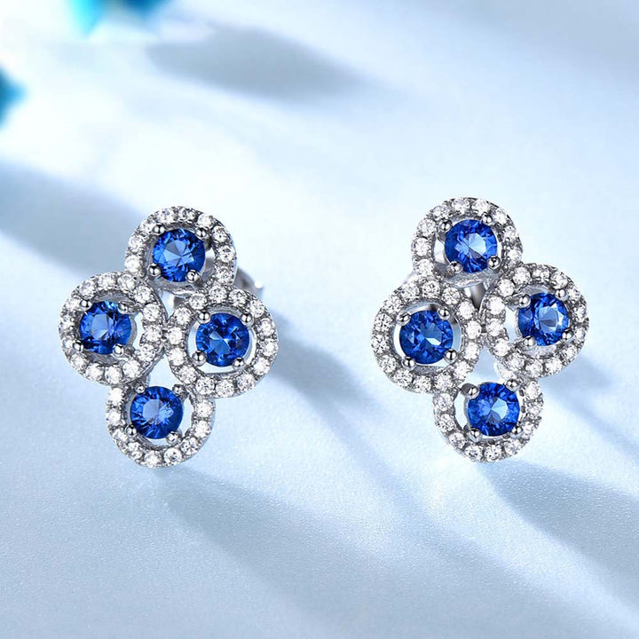 Round Shaped Cut Sterling Silver Earrings