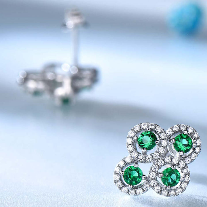 Round Shaped Cut Sterling Silver Earrings