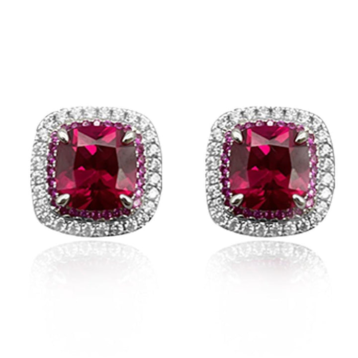 Cushion Shaped Red Earrings