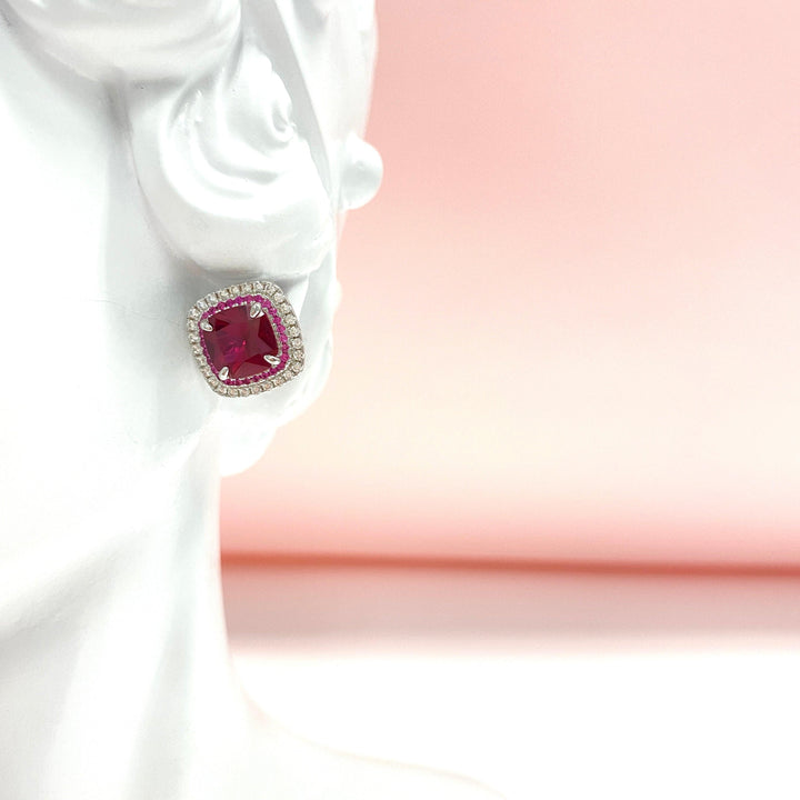 Cushion Shaped Red Earrings