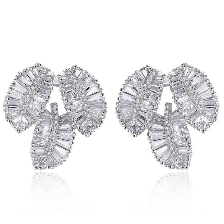 تصميم ورقة عنصر الفضة أقراط إبرة