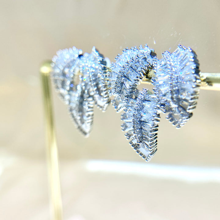 Leaf Element Design Silver Needle Earrings