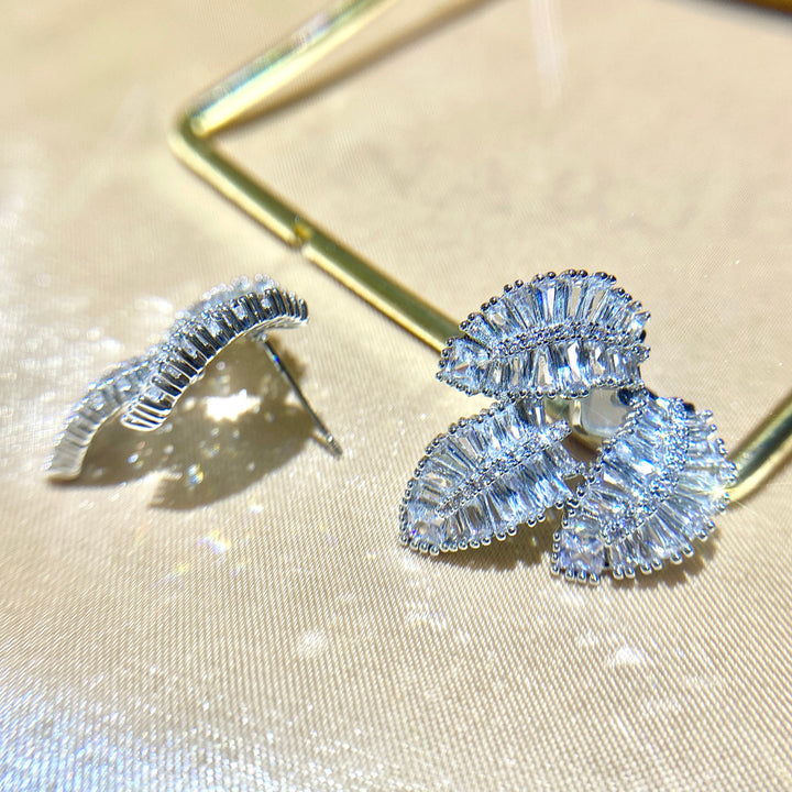 تصميم ورقة عنصر الفضة أقراط إبرة